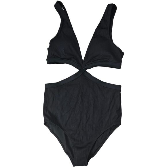 Aerie Ribbed Mix Crossover Cut Out One Piece Swimsuit Full Coverage M Long‎ NWT - Picture 1 of 8